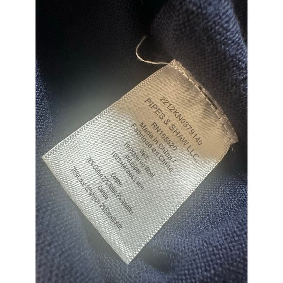 Veronica Beard Roscoe Merino Wool Navy Sweater with Striped Sleeves. Size Small - Picture 5 of 8